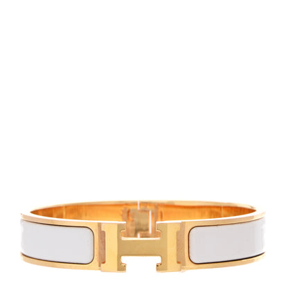 Hermes Enamel Narrow Clic Clac H Bracelet PM White 1 of 5