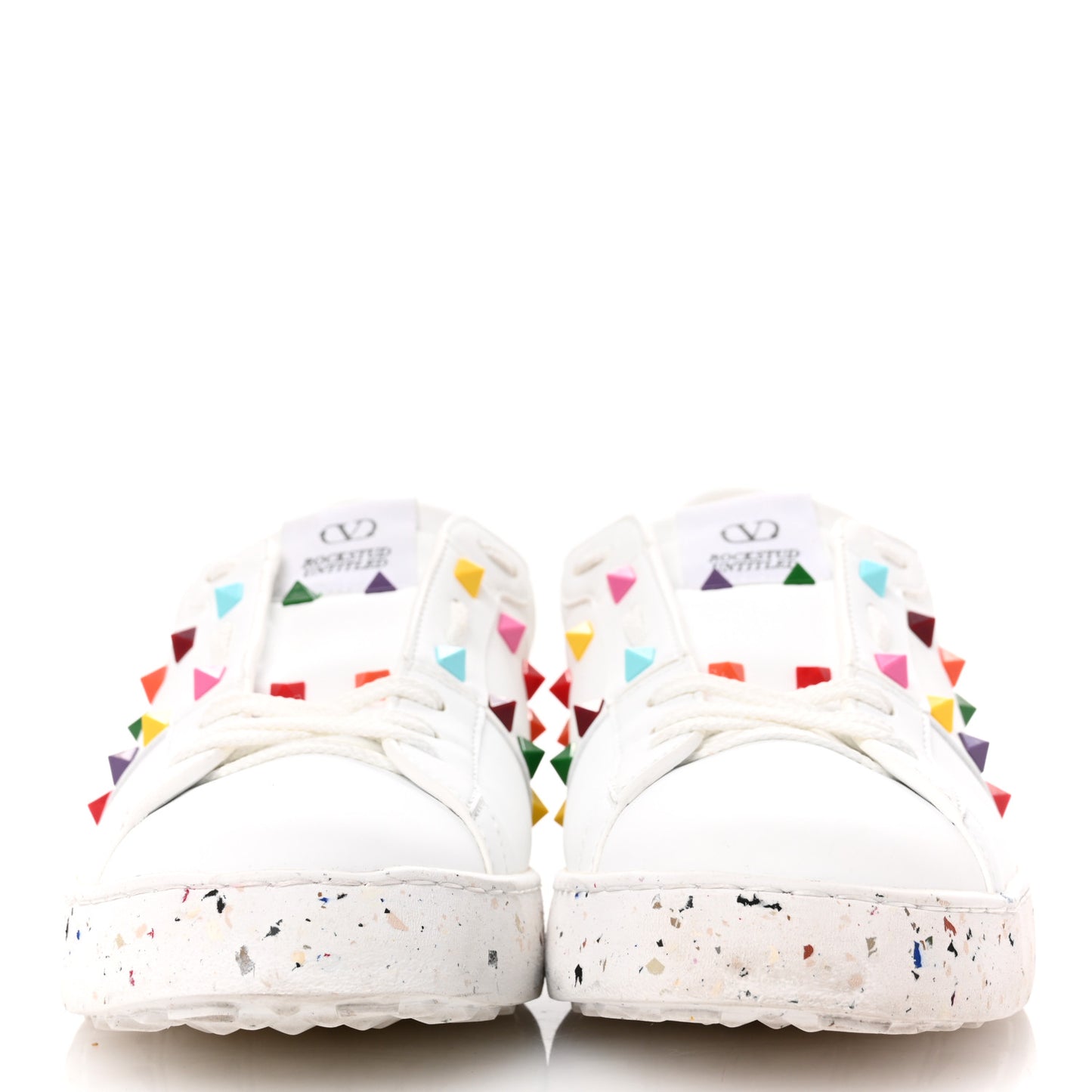 Vegan Leather Womens Rockstud Open for a Change Sneakers 41 White Multicolor