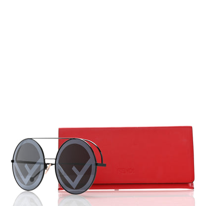 Fendi Metal F is Fendi Printed Run Away Round Frame Sunglasses FF 0285/S Black 8 of 8