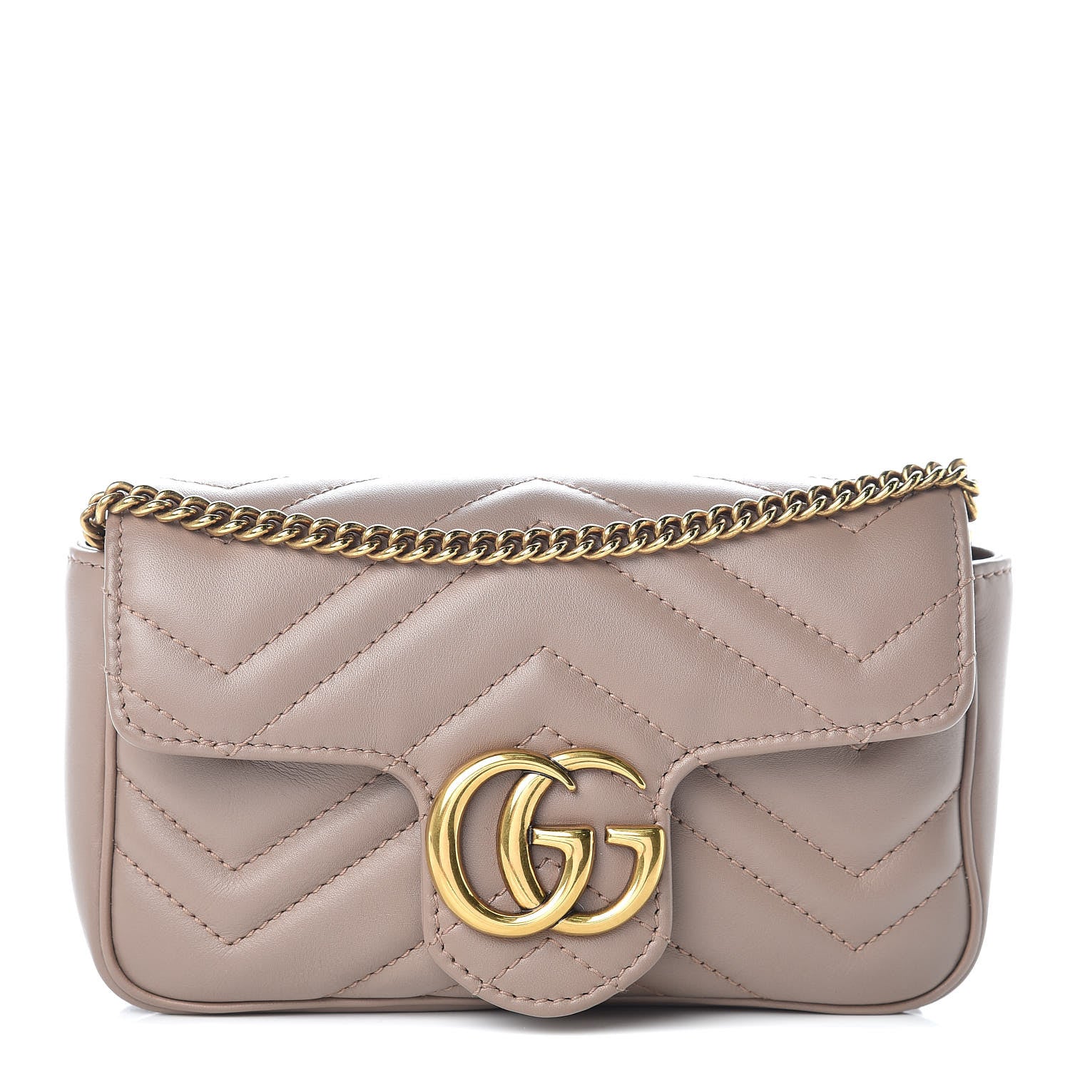 Gucci Calfskin Matelasse Super Mini GG Marmont Shoulder Bag Porcelain Rose 1 of 9