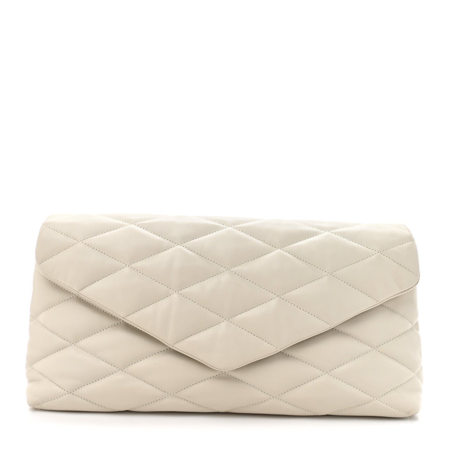 Saint Laurent Lambskin Quilted Sade Puffer Envelope Clutch Crema Soft 1 of 9