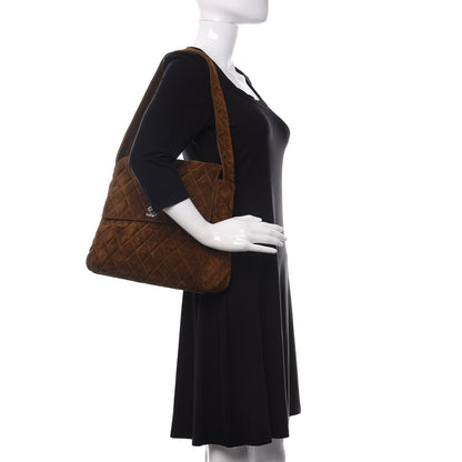 Chanel Suede Quilted Shoulder Flap Bag Brown 2 of 12