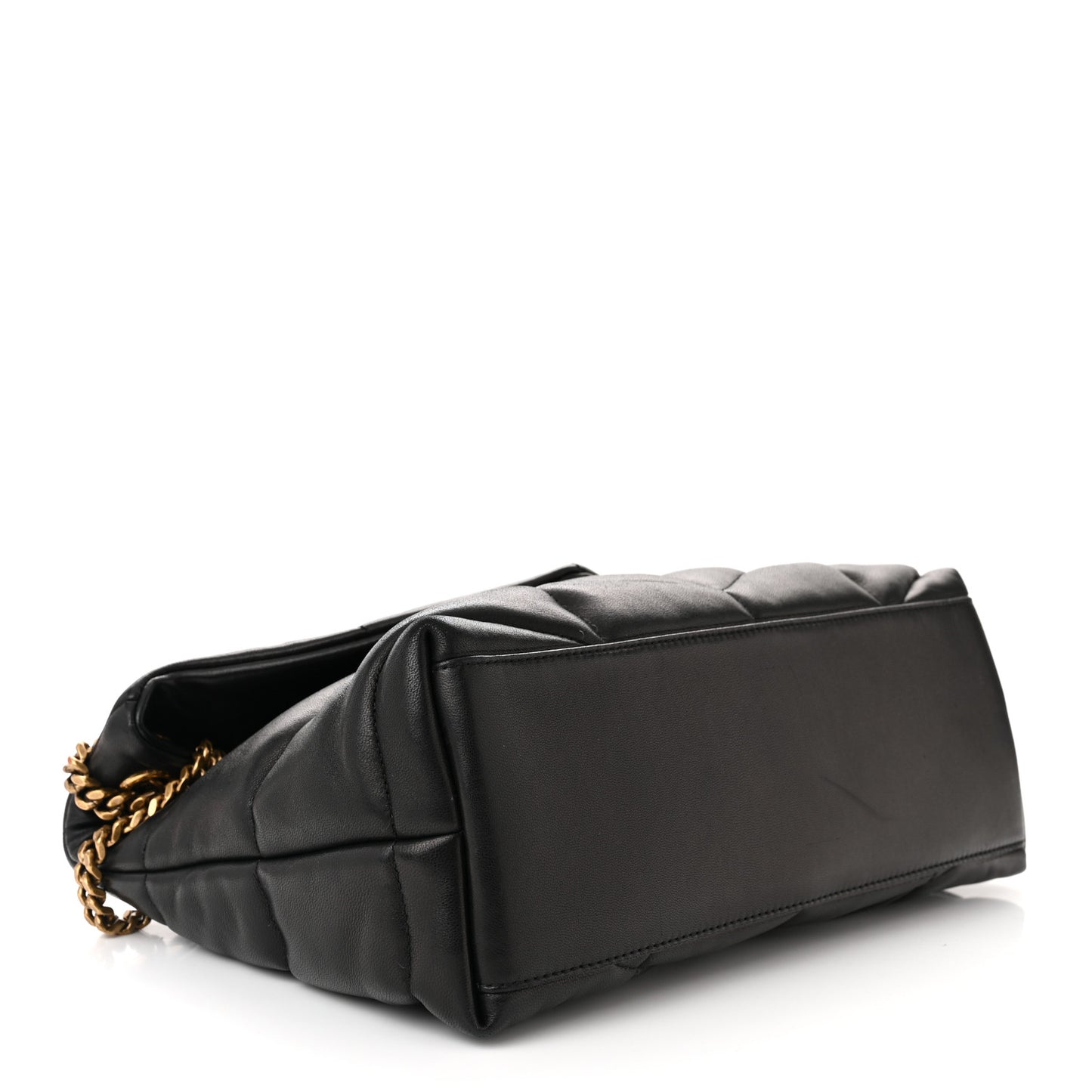 Lambskin Quilted Small Loulou Puffer Monogram Chain Satchel Black
