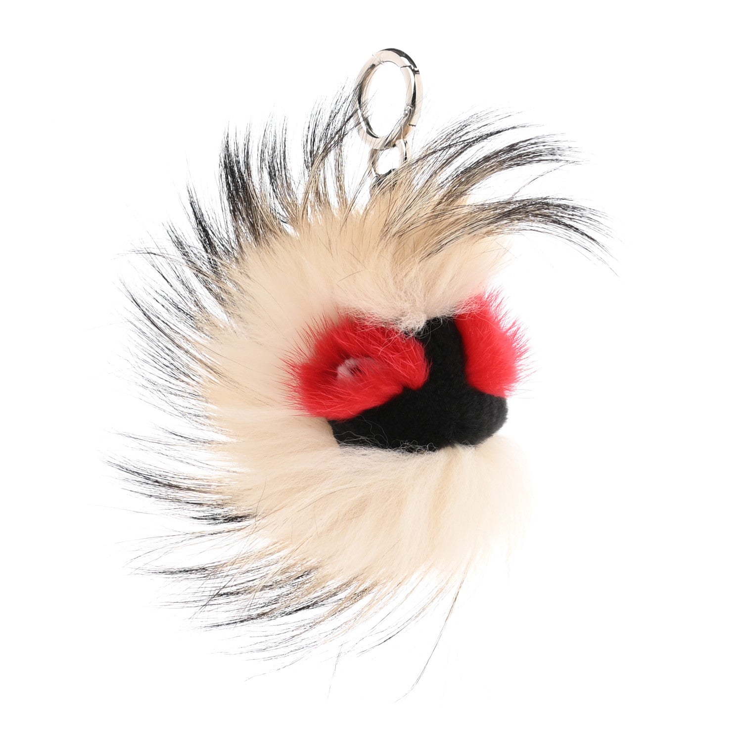Fendi Mink Fox Rabbit Fur Vitello Flamingo Kurioso Monster Bag Bug Charm Beige Multicolor Black 1 of 3