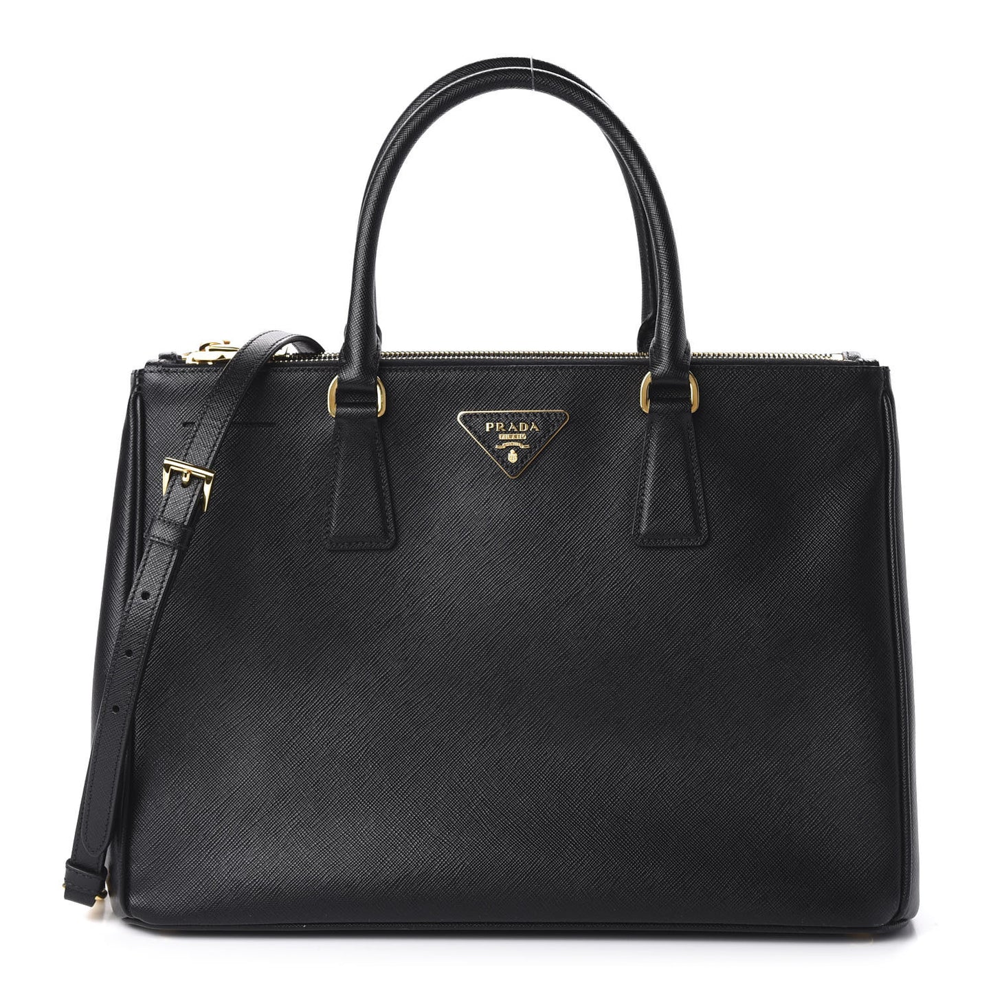 Saffiano Medium Galleria Double Zip Tote Black