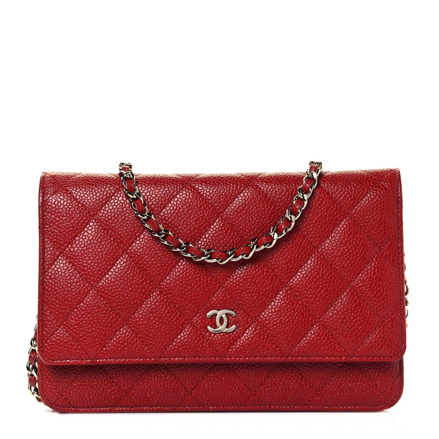 Chanel Caviar Quilted Wallet on Chain WOC Red 1 of 12