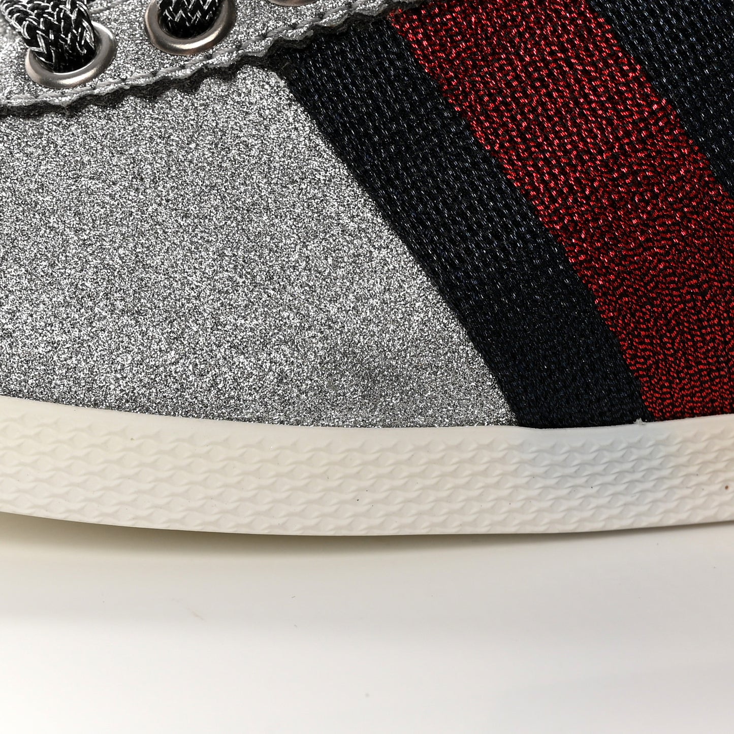 Glitter Fabric Studded Web Womens Sneakers 35.5 Silver