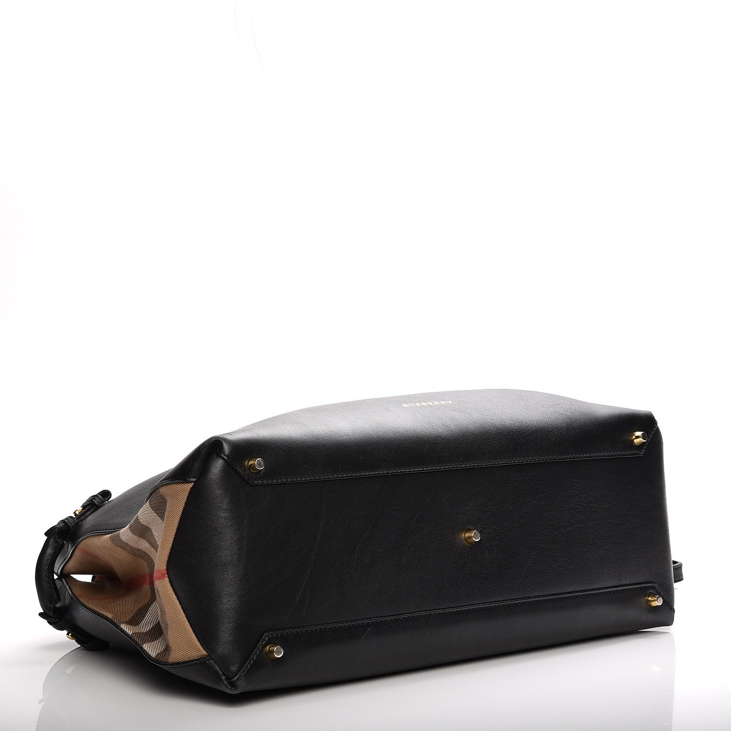 Burberry Grainy Calfskin House Check Large Banner Tote Black 5 of 18