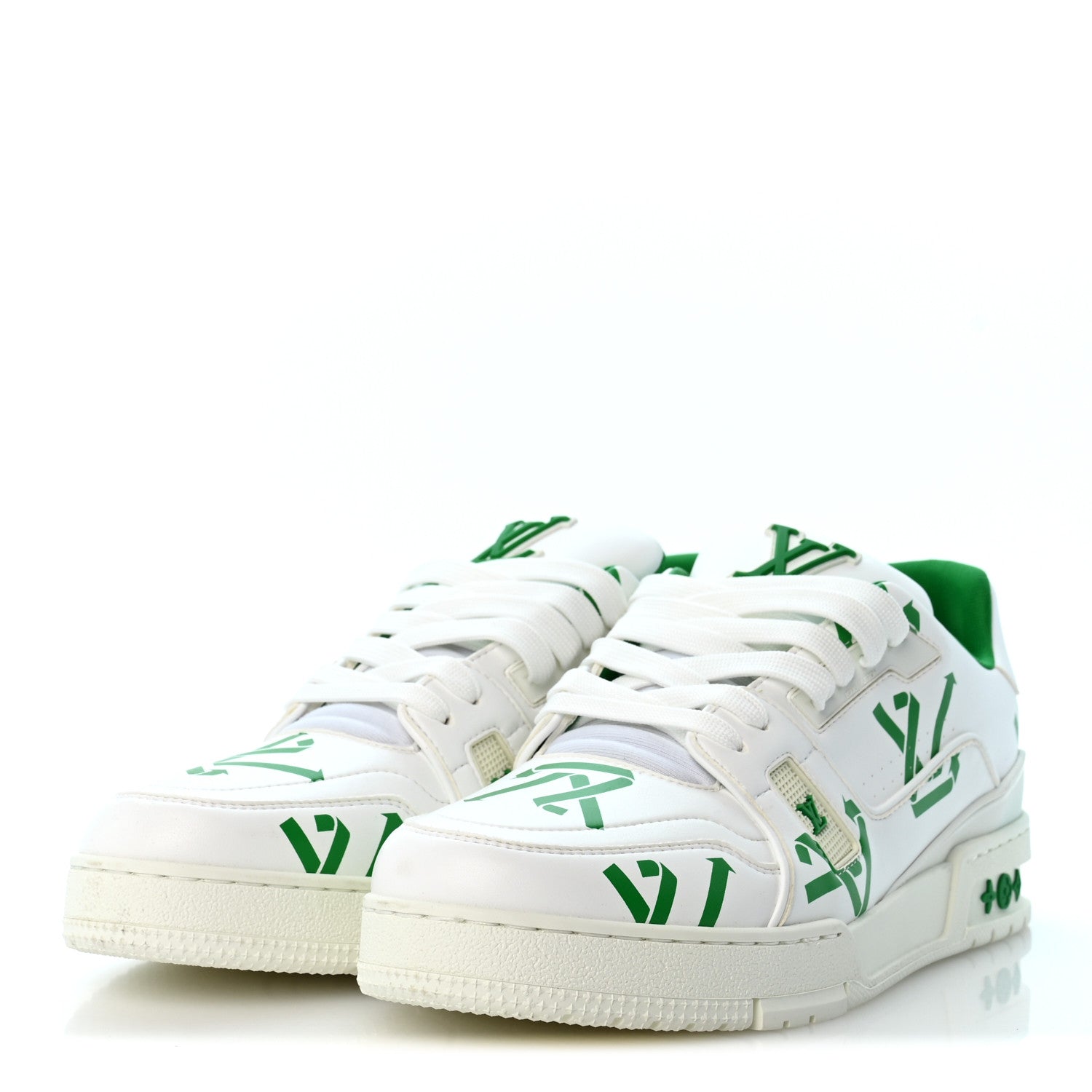 Louis Vuitton Mens LV Trainer Upcycling Sneakers 8.5 White Green 4 of 10