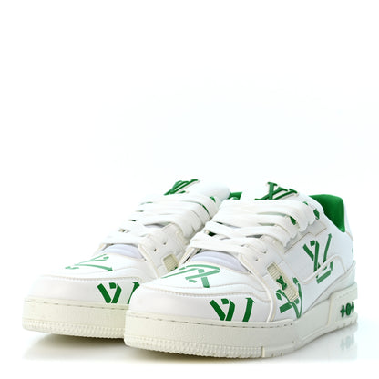 Louis Vuitton Mens LV Trainer Upcycling Sneakers 8.5 White Green 4 of 10