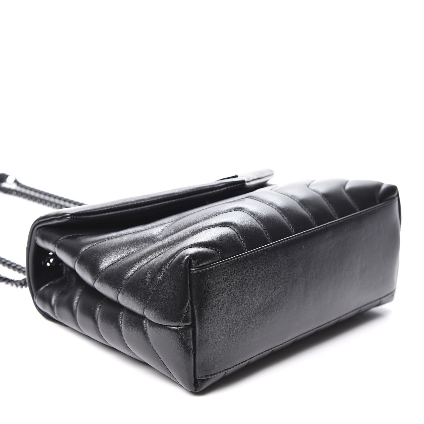Calfskin Y Quilted Monogram Small Loulou Chain Satchel Black