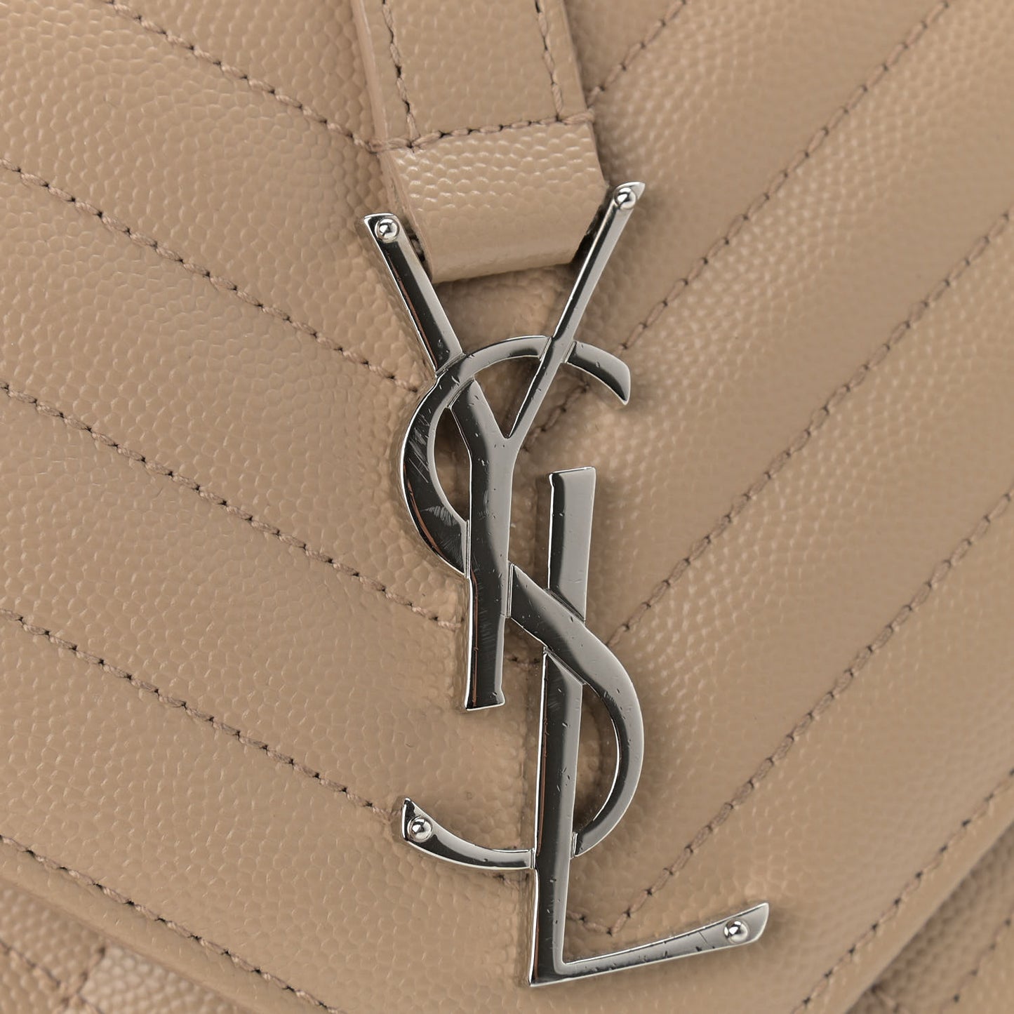 Grain De Poudre Textured Mixed Matelasse Medium Triquilt Monogram Satchel Dark Beige