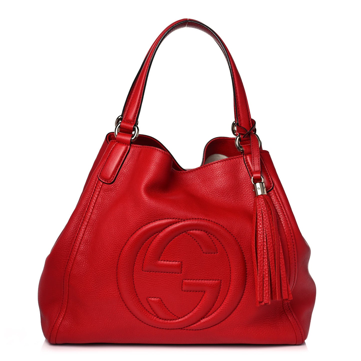 Pebbled Calfskin Medium Soho Shoulder Bag Red
