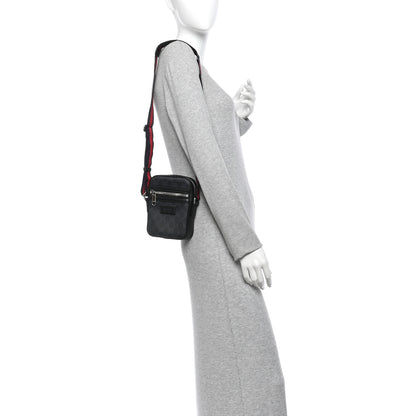 Gucci GG Supreme Monogram Appia Calfskin Web Small Camera Messenger Bag Black Grey 2 of 10