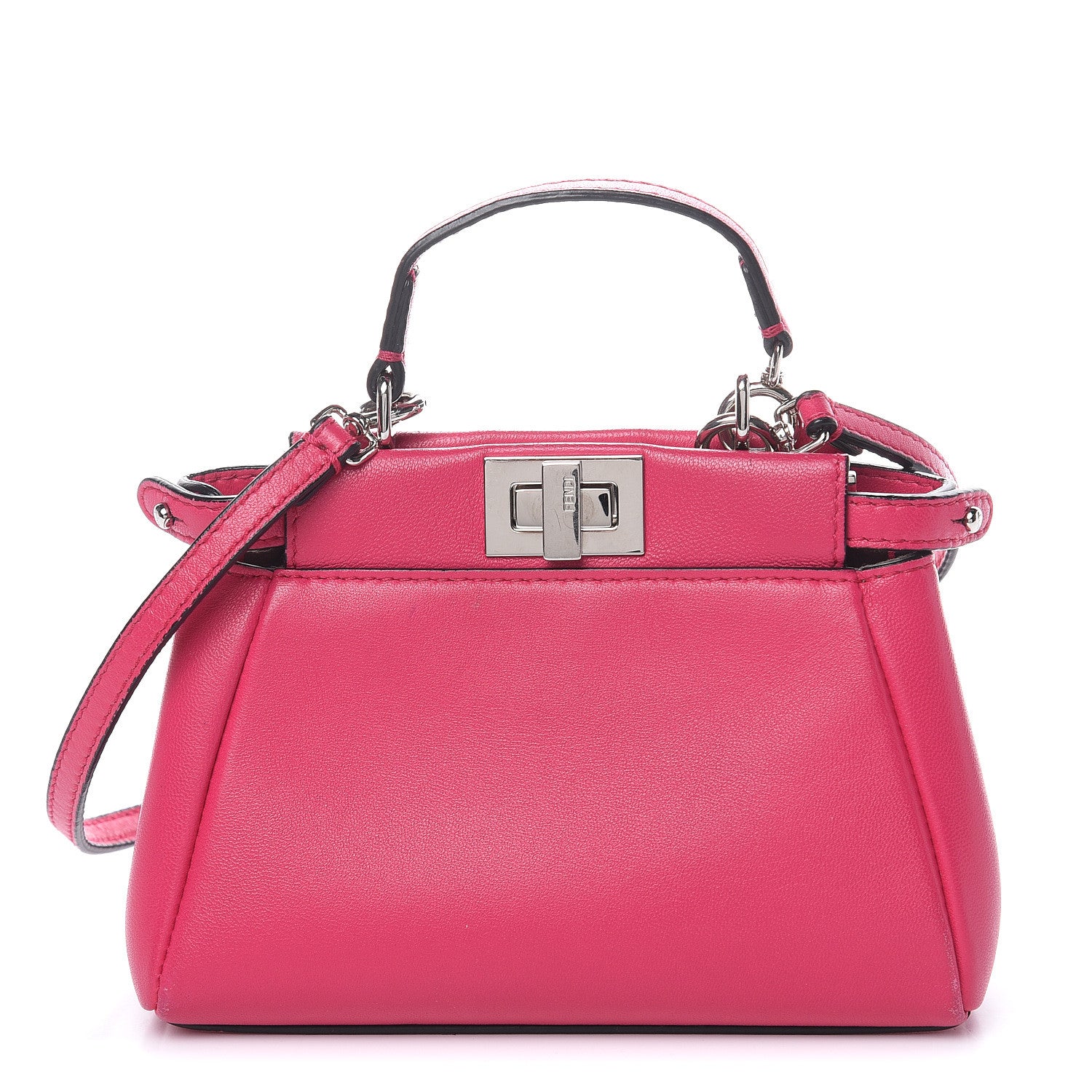 Fendi Shiny Nappa Micro Peekaboo Iconic Satchel Fuxia 1 of 10
