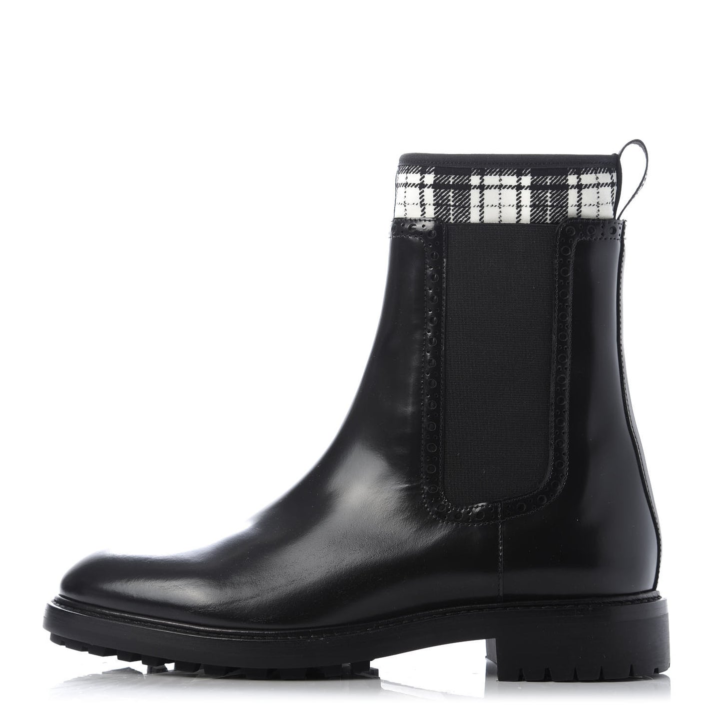Calfskin Tartan D-Order Low Boot 38.5 Black Off White