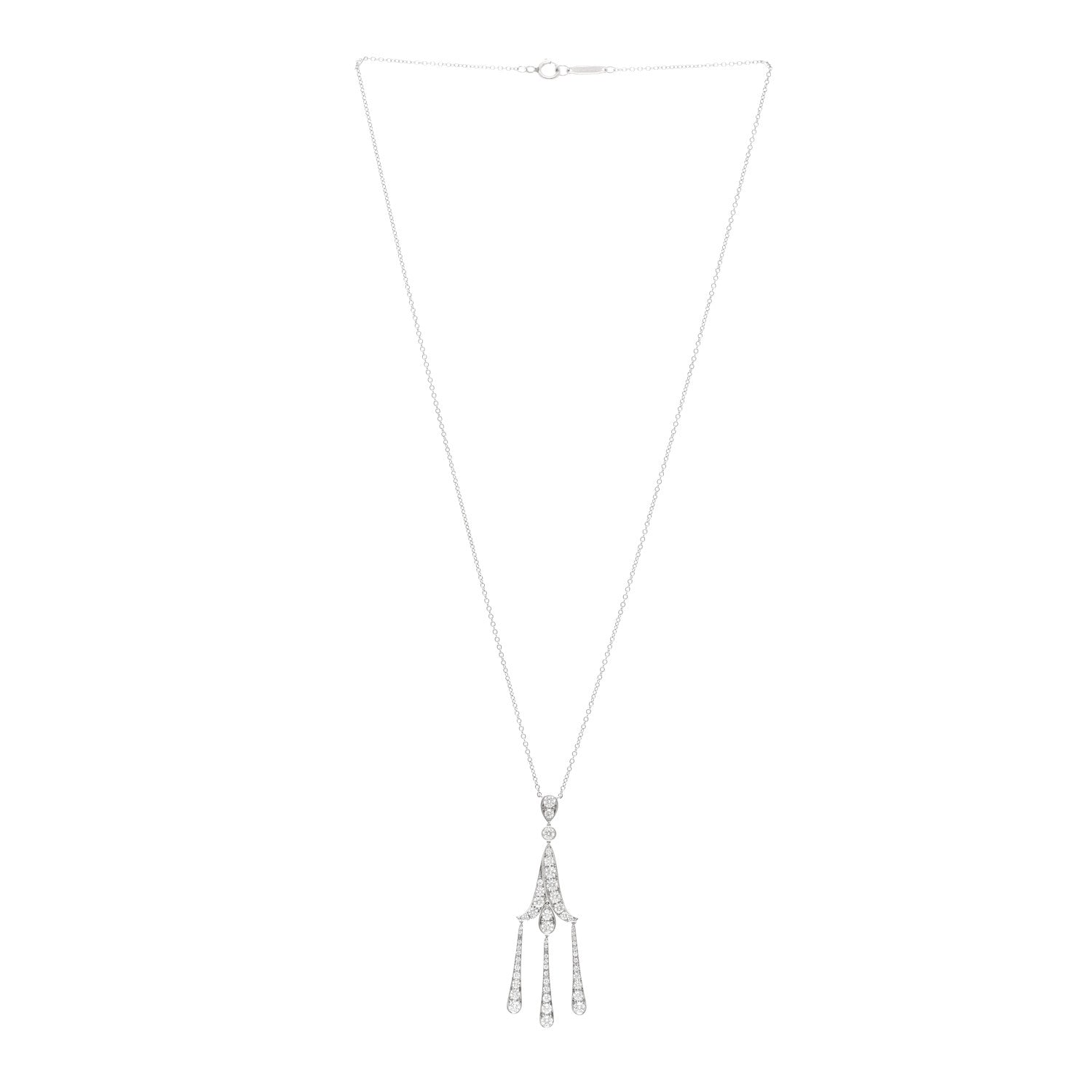 Tiffany Platinum Diamond Legacy Chandelier Drop Pendant Necklace 3 of 4