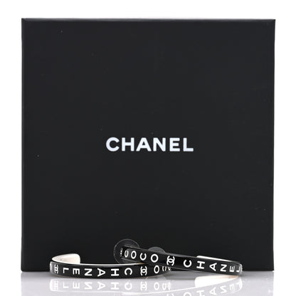 Chanel Resin Logo Hoop Earrings Black White 5 of 5