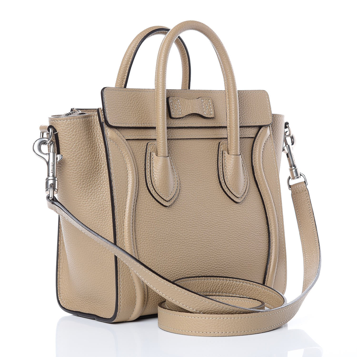 Celine Drummed Calfskin Nano Luggage Dune 3 of 8