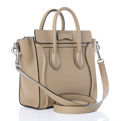 Celine Drummed Calfskin Nano Luggage Dune 3 of 8
