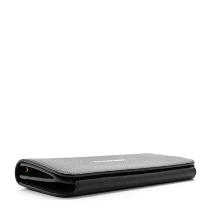 Balenciaga Grained Calfskin Logo Cash Thin Money Wallet Black White 4 of 10