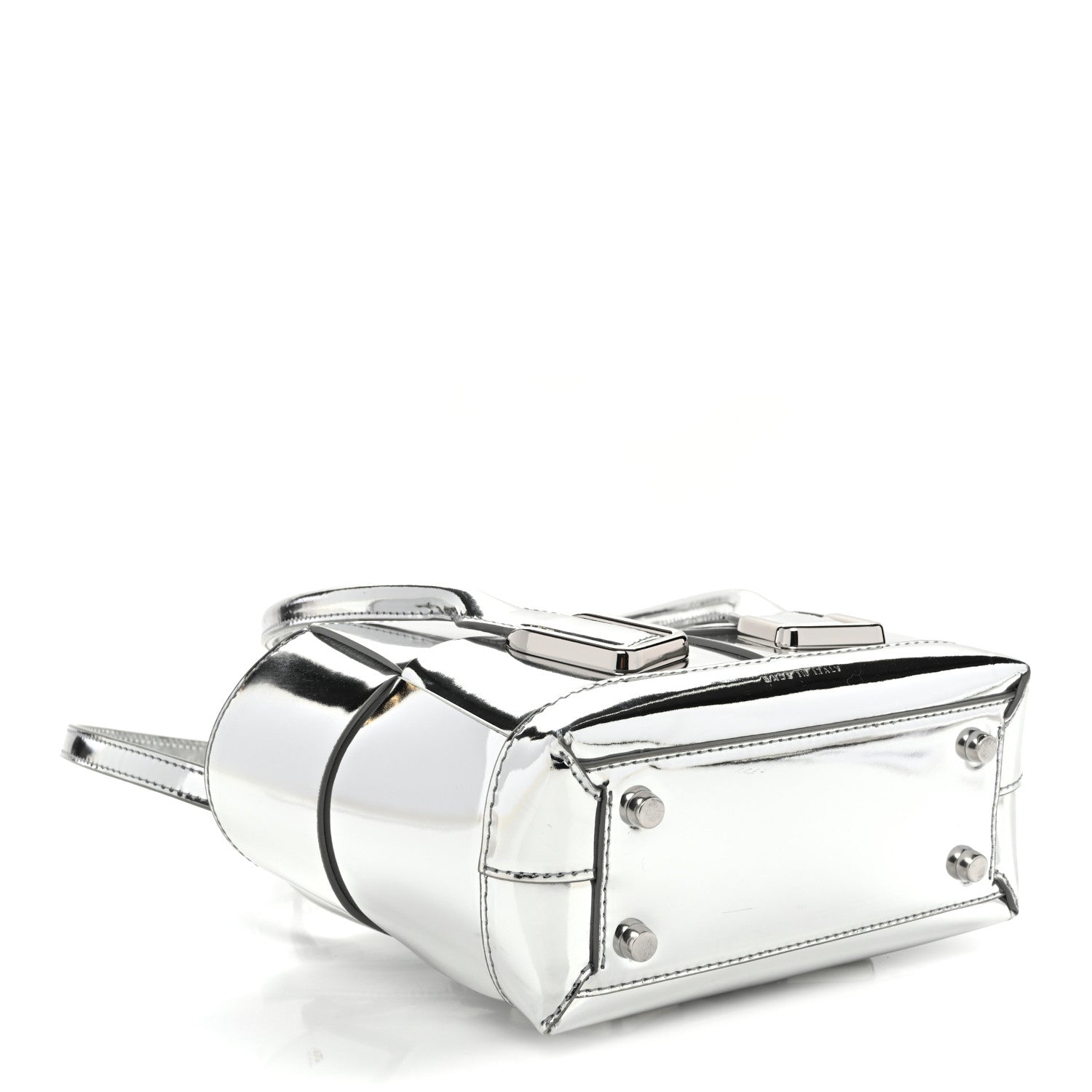 Bottega Veneta Mirror Laminated Nappa Maxi Intrecciato Mini Arco  Silver 4 of 9