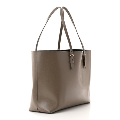 Saint Laurent Grained Calfskin Large Shopping Tote Warm Taupe Black 4 of 12