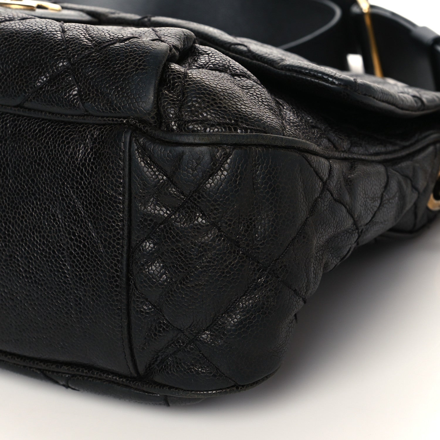 Chanel Crumpled Grained Calfskin Medium Coco Pleats Messenger Flap Black 10 of 16