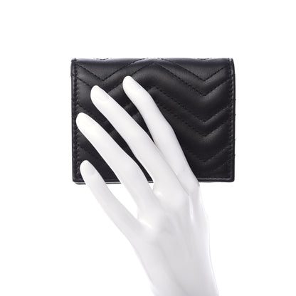 Gucci Calfskin Matelasse GG Marmont Card Case Wallet Black 2 of 10