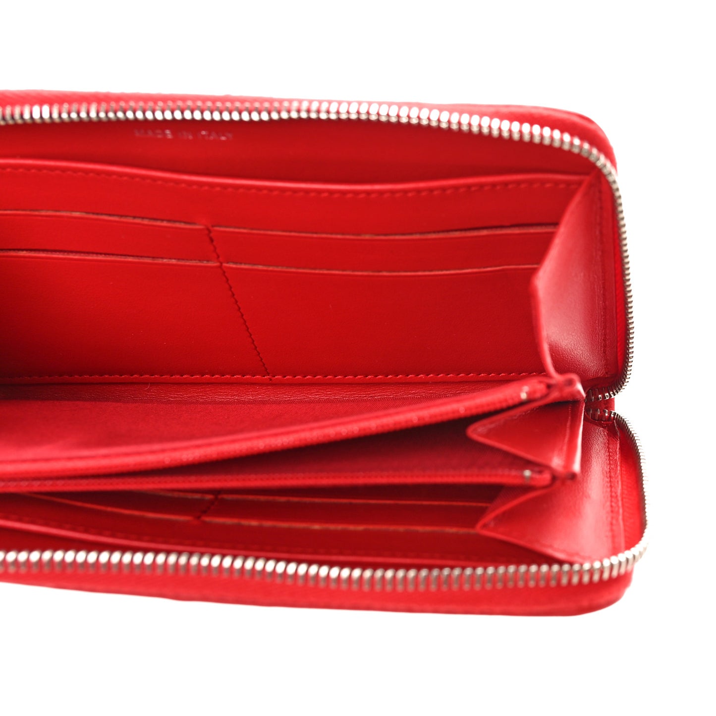 Lambskin Camellia Embossed Large Zip Around Gusset Wallet Red