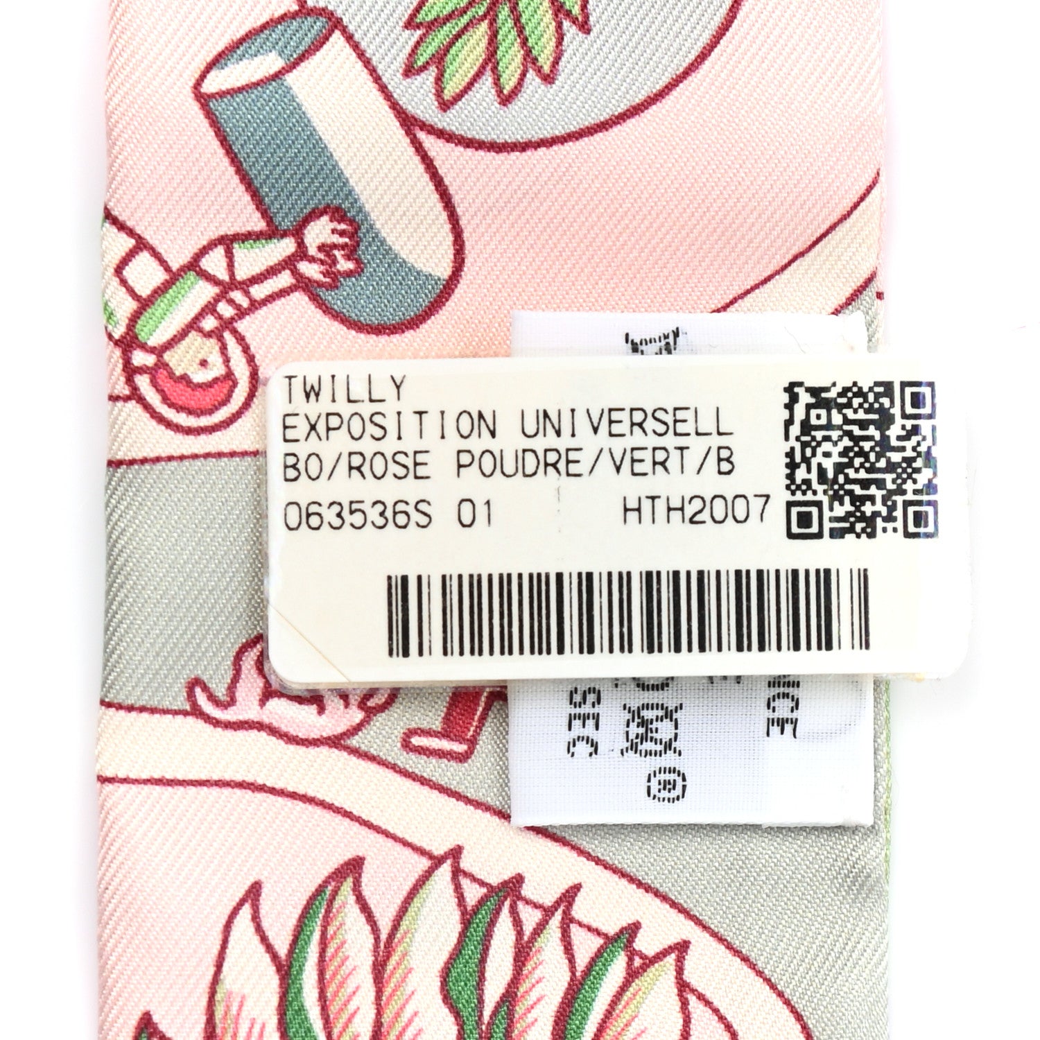 Hermes Silk Exposition Universelle Twilly Rose Poudre Vert 2 of 4