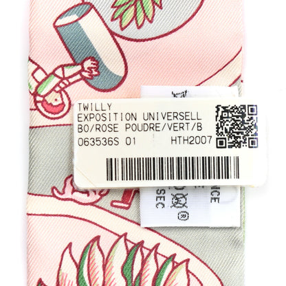 Hermes Silk Exposition Universelle Twilly Rose Poudre Vert 2 of 4