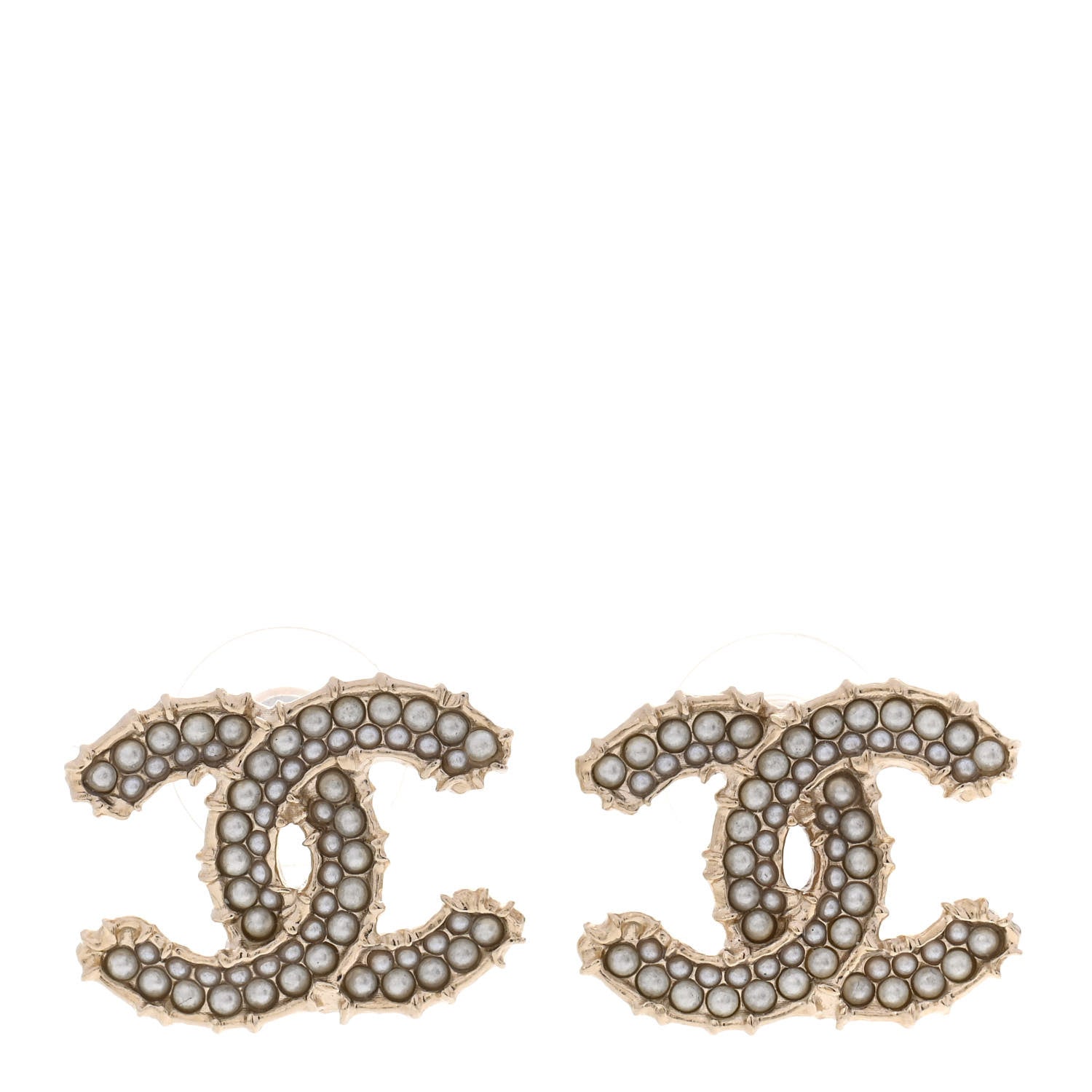 Chanel Pearl CC Camellia Express Stud Earrings Gold 1 of 5