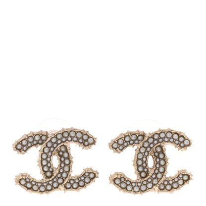 Chanel Pearl CC Camellia Express Stud Earrings Gold 1 of 5