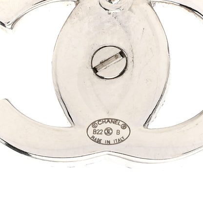 Chanel Crystal CC Turnlock Earrings Silver 4 of 4