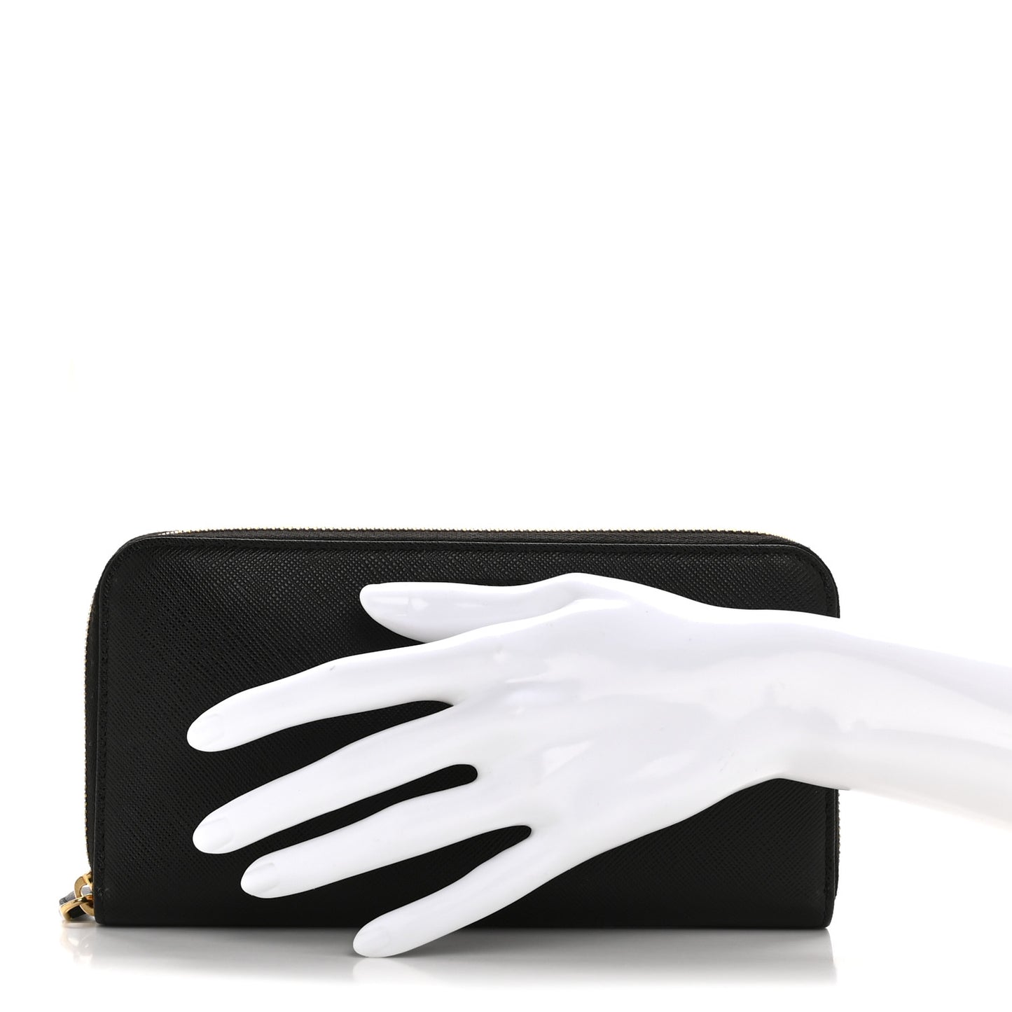 Saffiano Triangle Zip Around Wallet Black