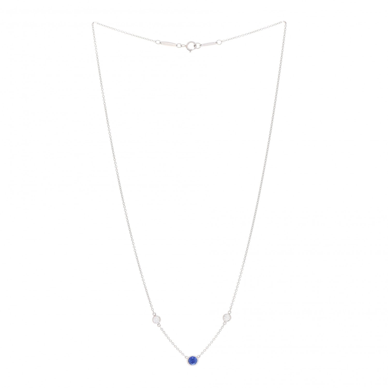 Tiffany Platinum Diamond Blue Sapphire Color by the Yard Necklace 3 of 5