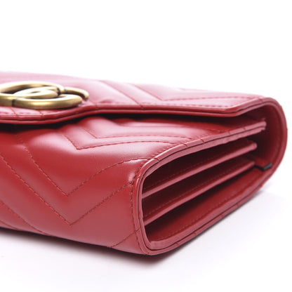 Gucci Calfskin Matelasse GG Marmont Chain Wallet Hibiscus Red 8 of 9