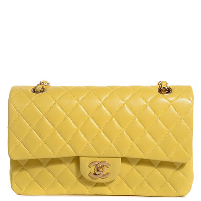 Chanel Lambskin Quilted Medium Double Flap Yellow 1 of 9