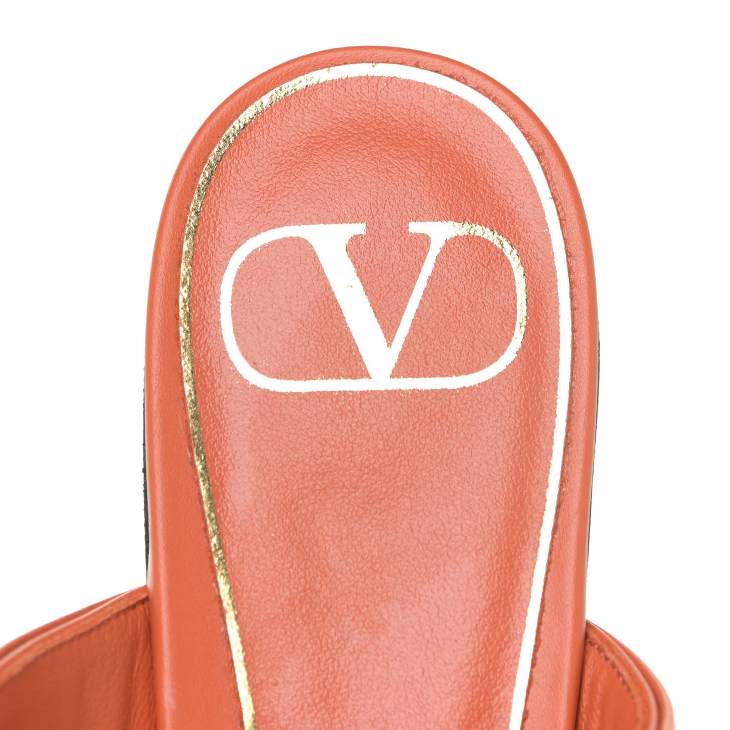 Calfskin Roman Stud Ankle Strap Flat Mules 37 Orange Zest