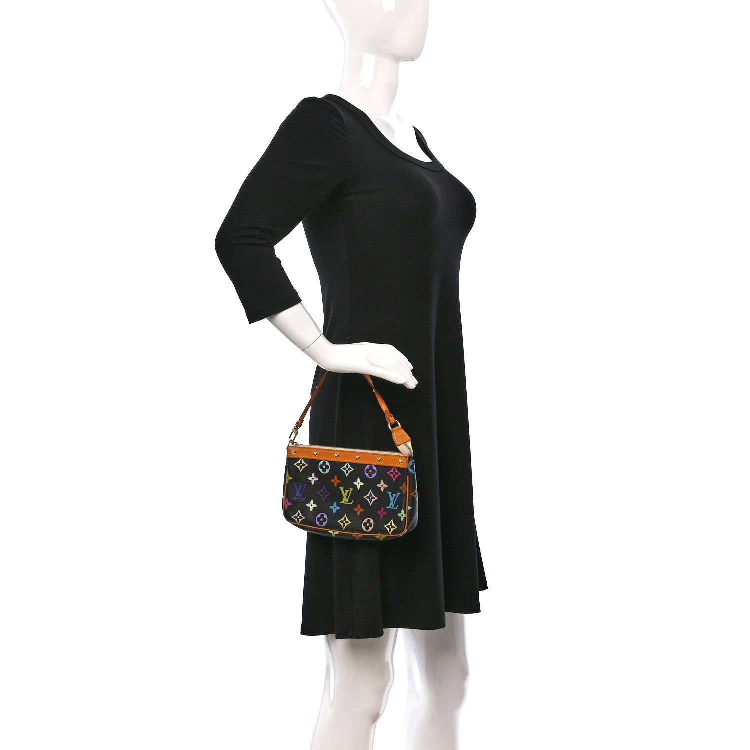 Louis Vuitton Monogram Multicolor Pochette Accessories Black 3 of 10