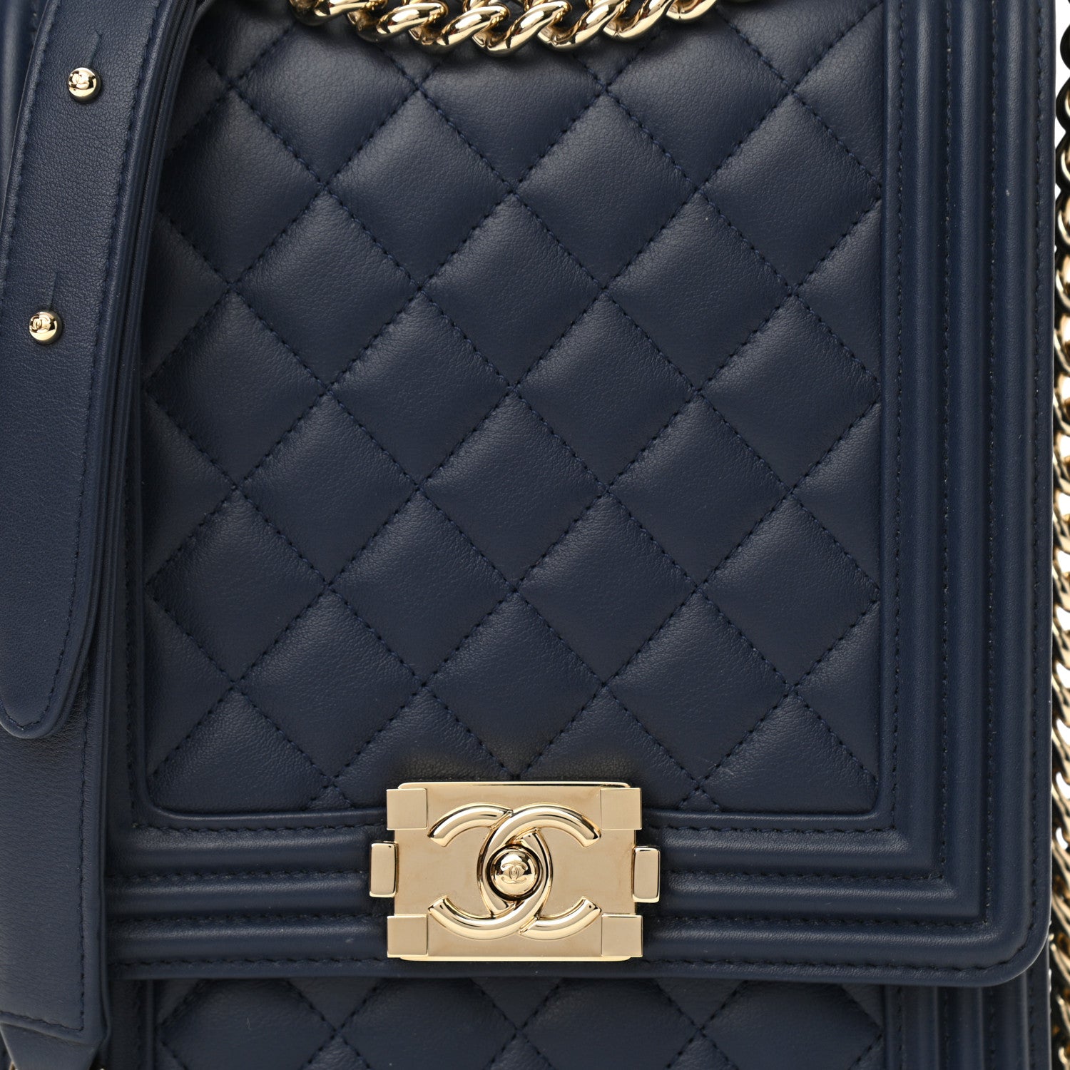 Chanel Calfskin Quilted North South Boy Flap Navy 7 of 10