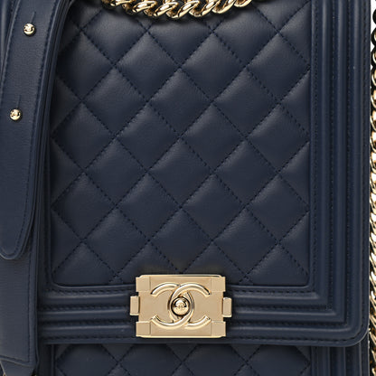 Chanel Calfskin Quilted North South Boy Flap Navy 7 of 10