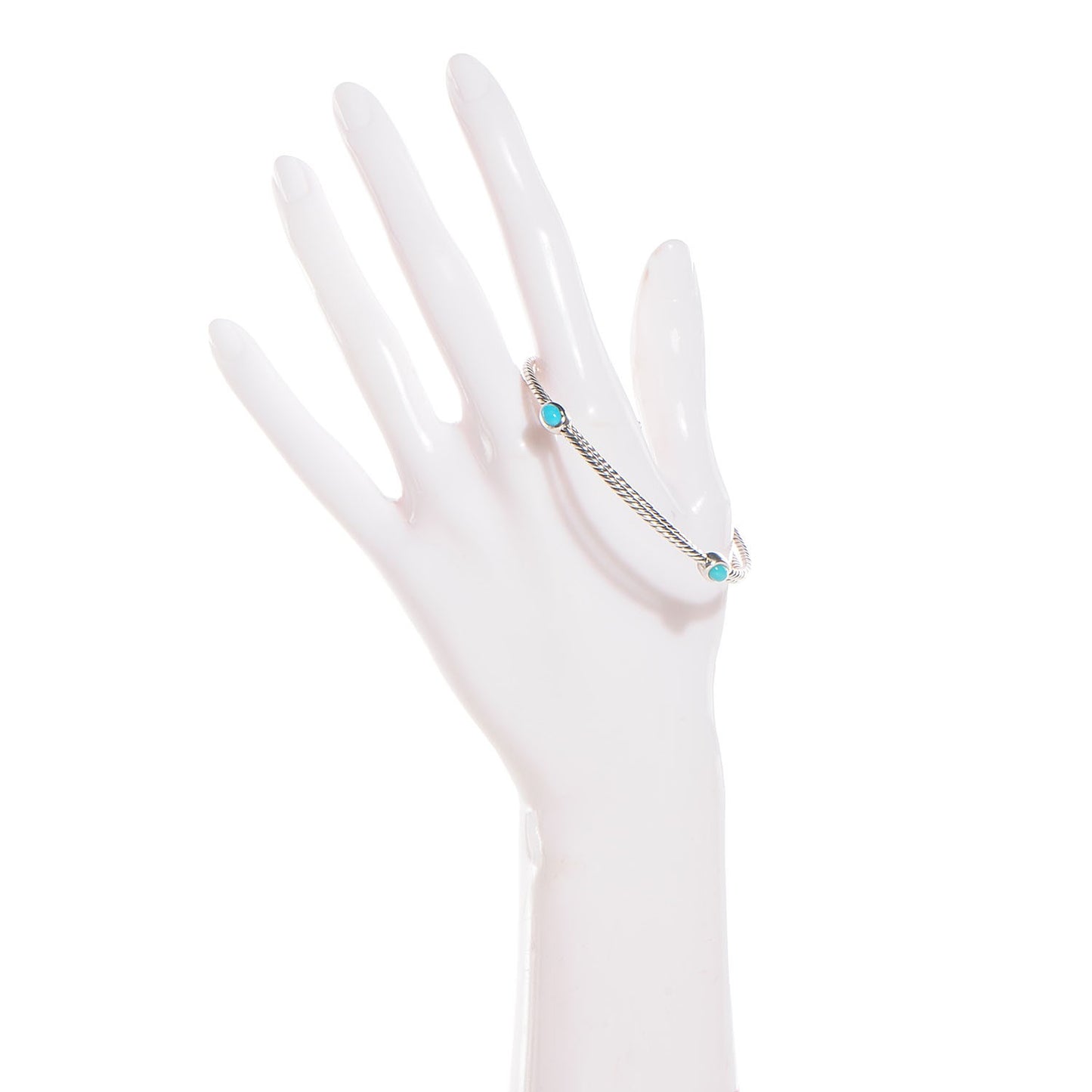 Sterling Silver Turquoise Color Classics Cable Bangle Bracelet Set of 2