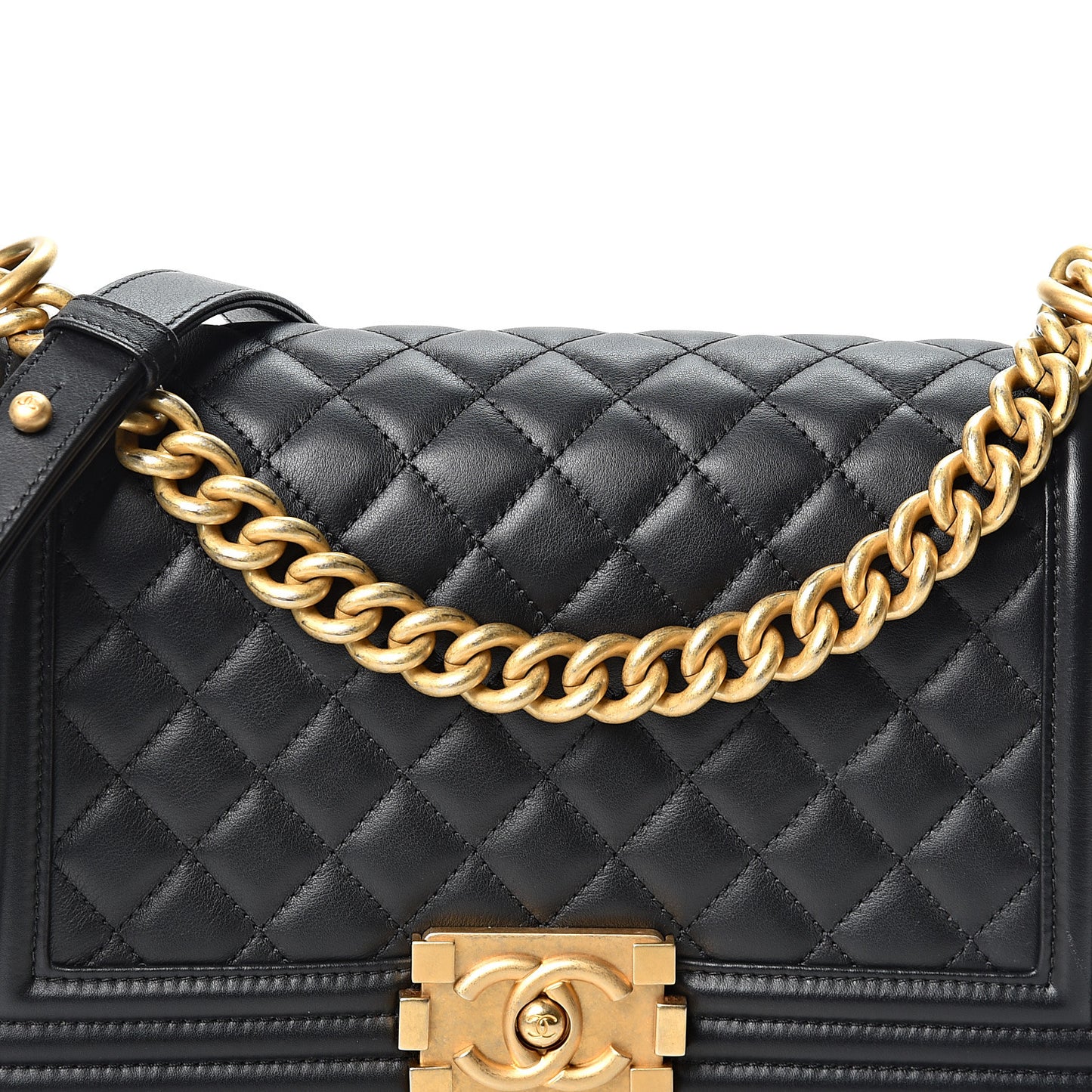 Calfskin Quilted Medium Boy Flap Black