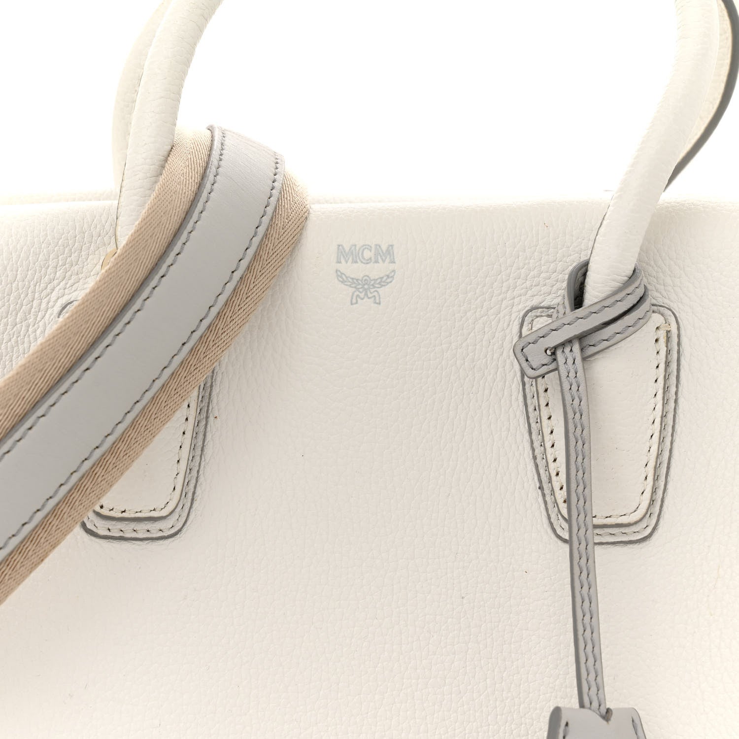 MCM Grained Calfskin Medium Milla Tote White 8 of 26