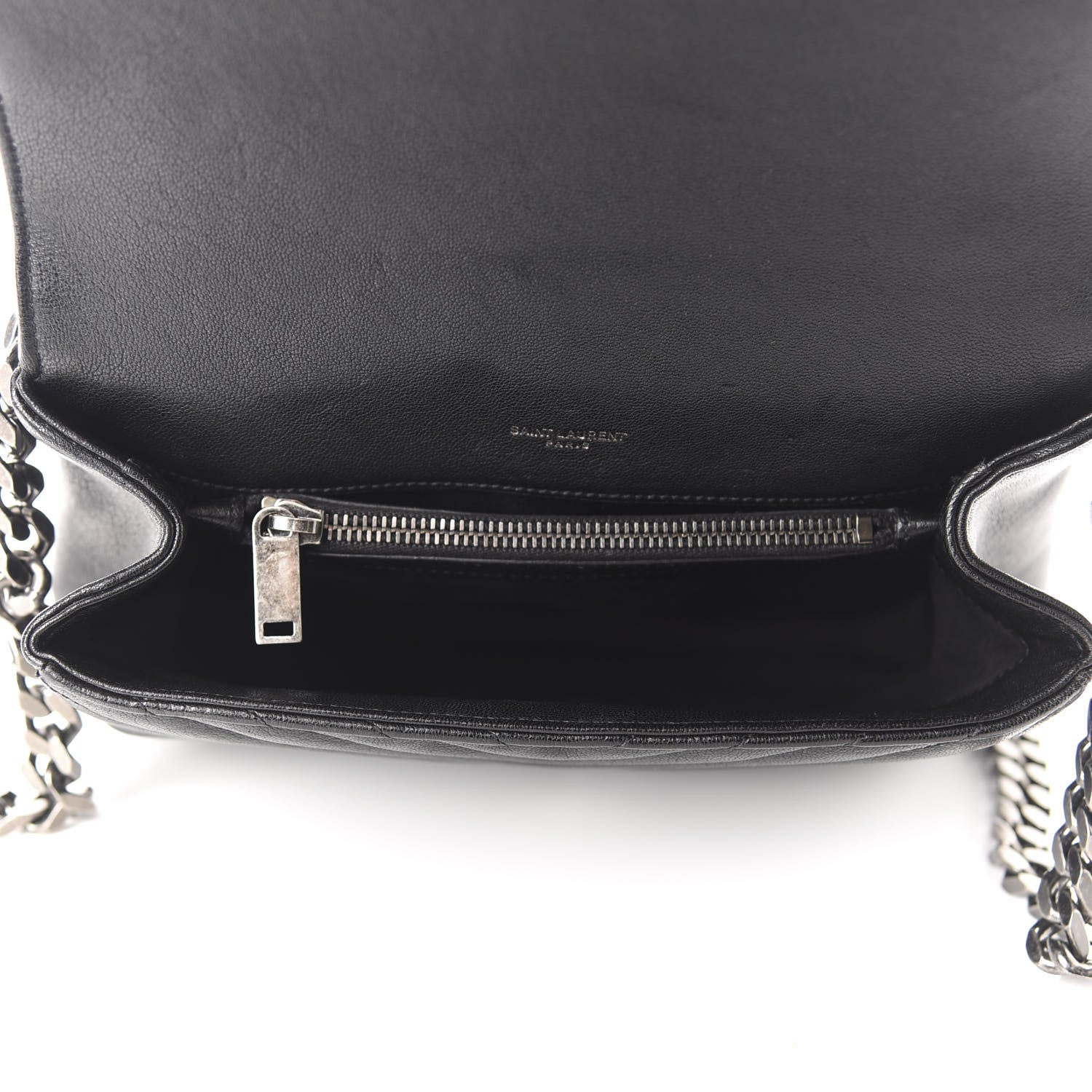Saint Laurent Sheepskin Matelasse Chevron Monogram Medium College Bag Black 5 of 13