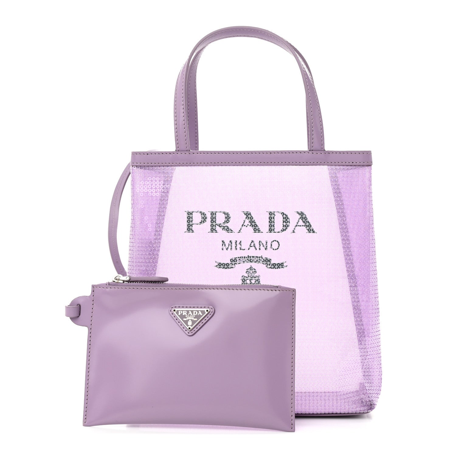 Prada Sequin Mesh Small Tote Bag Lilium 1 of 13