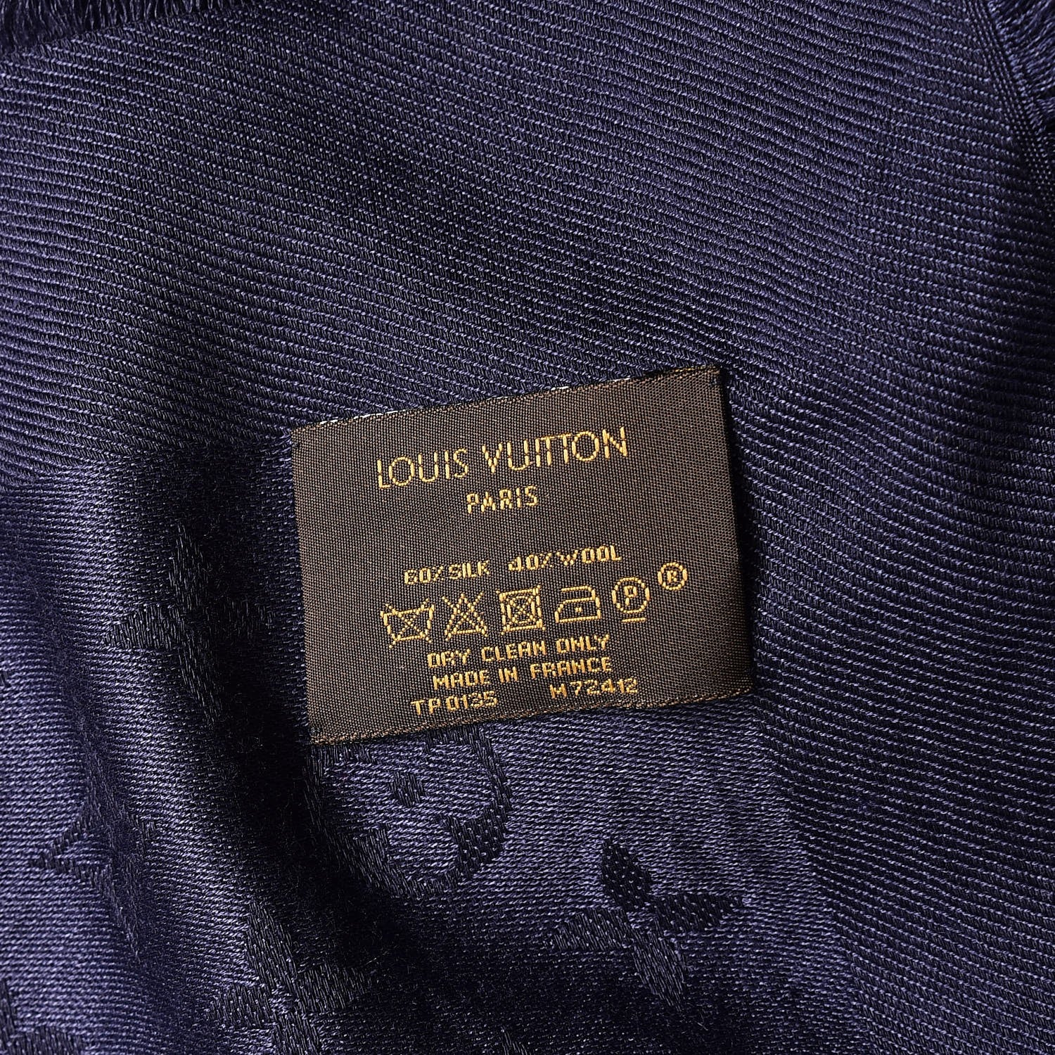 Louis Vuitton Silk Wool Monogram Shawl Night Blue 7 of 7
