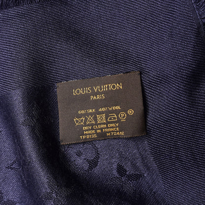 Louis Vuitton Silk Wool Monogram Shawl Night Blue 7 of 7